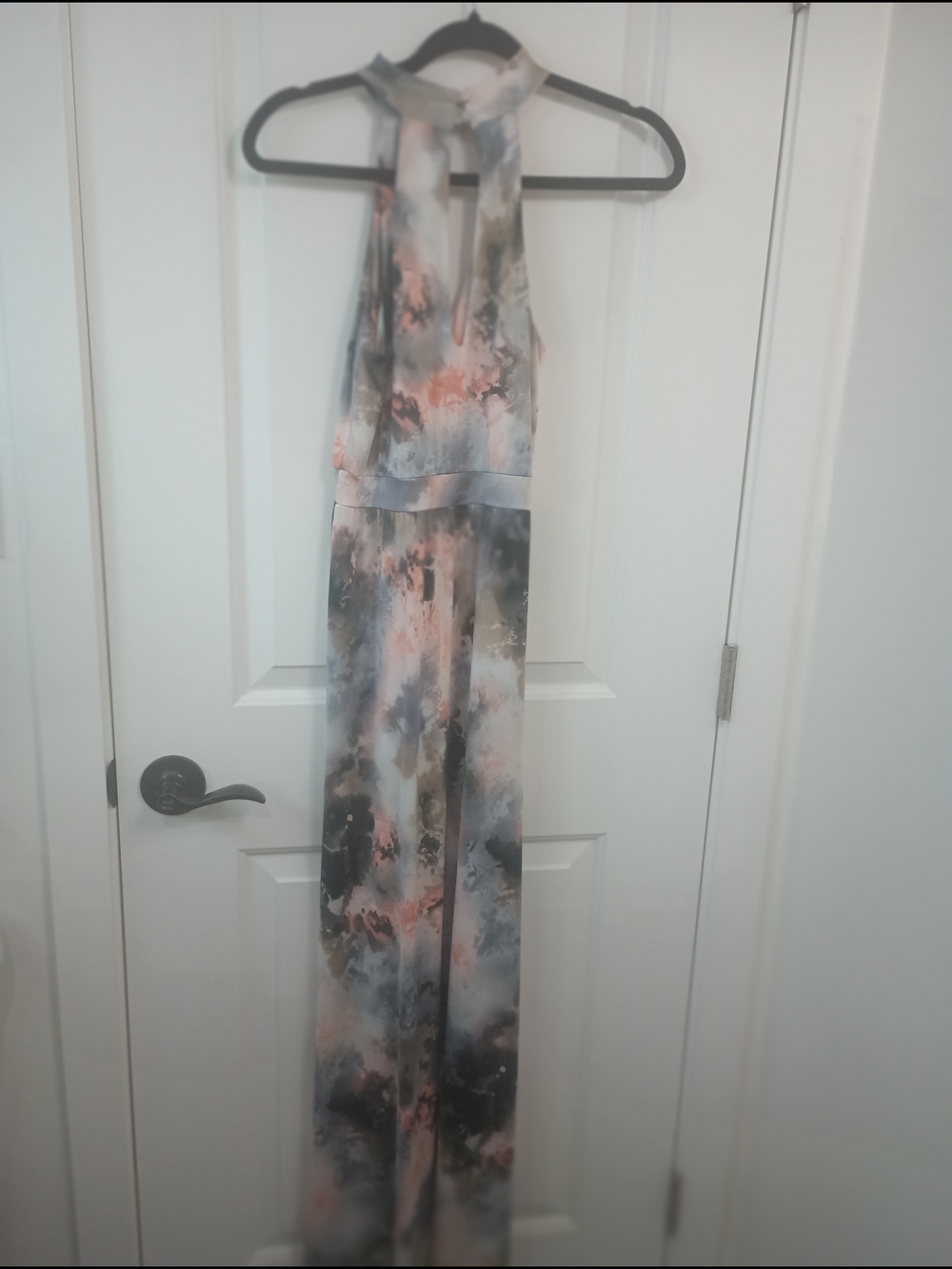Veronica M Watercolor Print Maxi Dress in Pink, Black, Gray